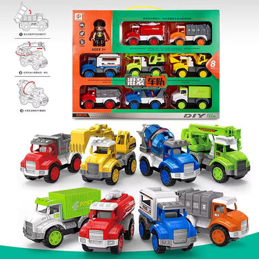 MIXED CONSTRUCTION INERTIA POWERED MINI TRUCK - 8PCS